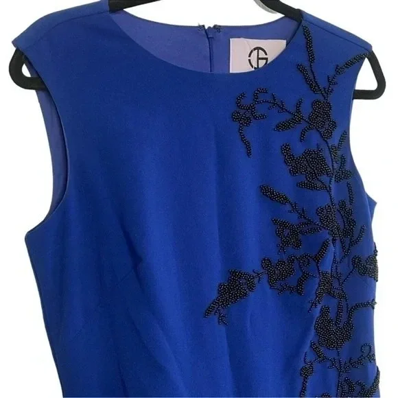 NWT JS Collection Blue Beaded Evening Cocktail Dress Size 12 - Picture 14 of 15